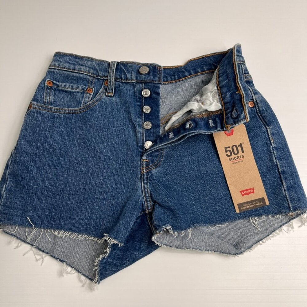 Levi's Short Women 26 Button Fly High Rise 26x2.5 Denim Cut Off 501 Party Core